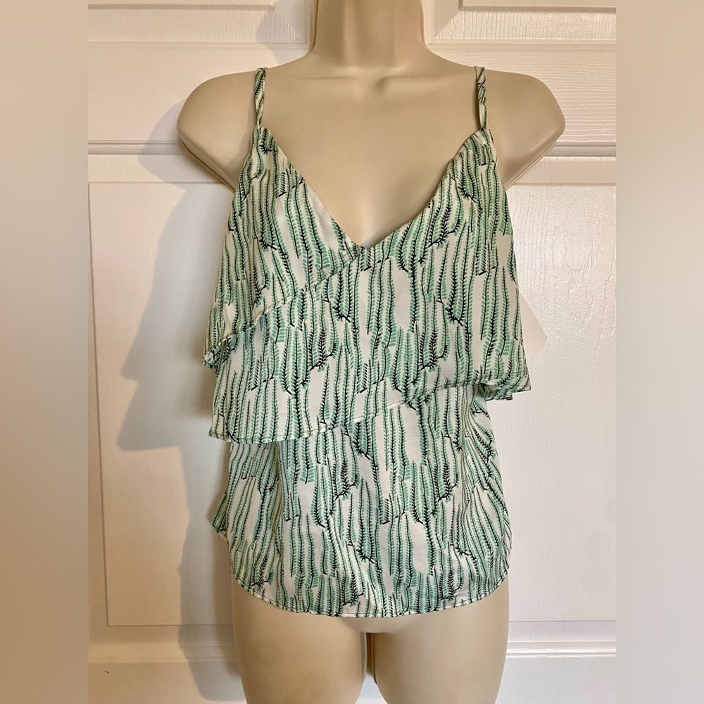 Top Shop IDOL White Vine Tiered Ruffle Camisole Tank Top Blouse 4